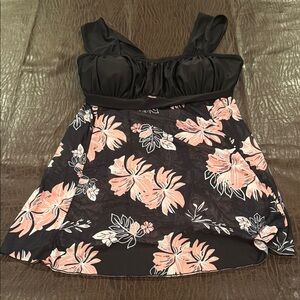 Floral Black and Pink Sleeveless Top